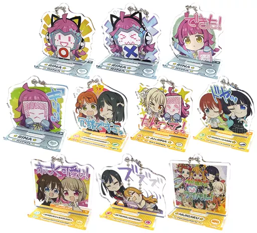 全10種セット 「セガコラボカフェ ラブライブ!スーパースター!! スタンド付きデフォルメアクリルキーホルダー(ニジガクデフォルメ2)」