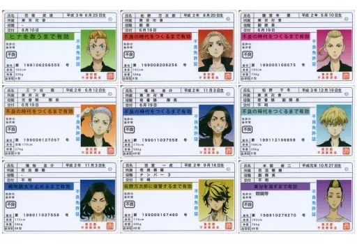 全9種セット 「東京リベンジャーズ 免許証風カードコレクション」
