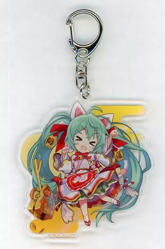 初音ミク(SD立ち左手上) アクリルキーホルダー 「くじ引き堂 初音ミク・鏡音リン・鏡音レン×招き猫 福よ来い来い♪オンラインくじ」 C-7賞