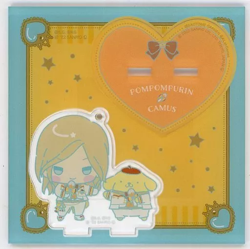 ポムポムプリン＆カミュ スタンド付きアクリルキーホルダー Happy Smiling Stage ちびキャラver. 「サンリオキャラクターズ×うたの☆プリンスさまっ♪ Shining Live Happy Smiling Stage in サンリオピューロランド」