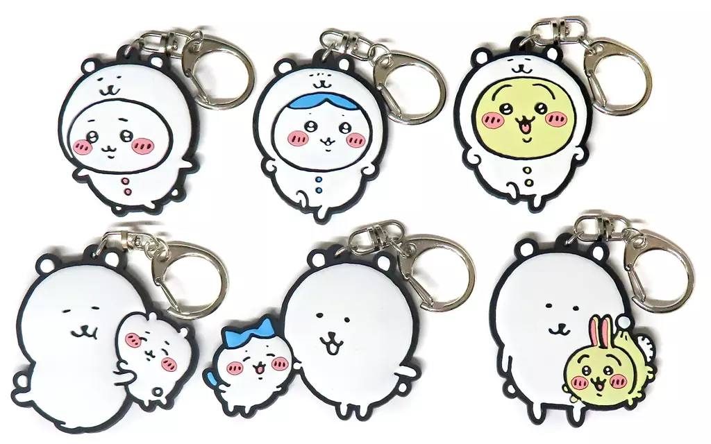 全6種セット 「自分ツッコミくま×ちいかわ なんか小さくてかわいいやつ ナガノマーケット ラバーキーホルダー」 ナガノマーケット店頭限定