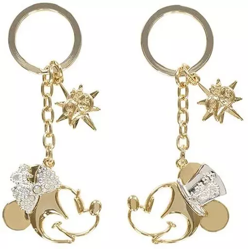 ミッキー・ミニー 20周年記念キーホルダー ふわふわミッキー、ミニーのファンキャップデザイン！東京