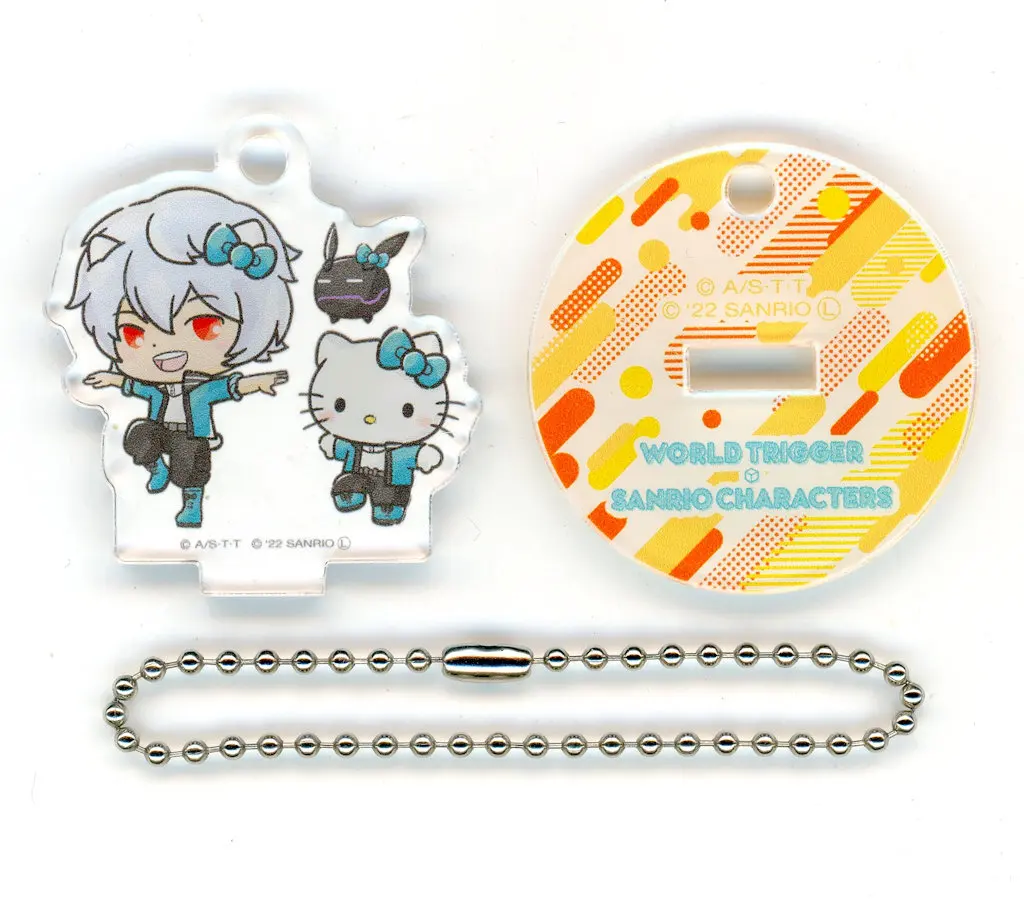空閑遊真＆ハローキティ 「ワールドトリガー×サンリオキャラクターズ PremiumShop 隊×サンリオキャラクターズ 第1弾 ミニアクリルスタンドキーホルダー」（チェーン欠品）