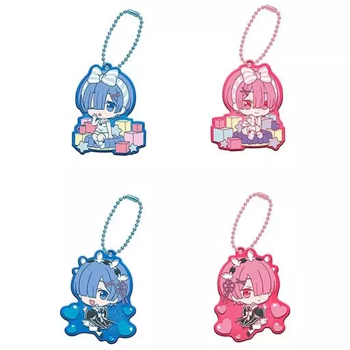 全4種セット ラバーマスコット 「ガシャポンくじ Re：ゼロから始める異世界生活 レム＆ラム あそーと8」 B賞
