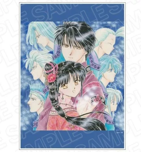 雑貨　A.集合(背景ブルー) キャンバスアート 「ふしぎ遊戯」