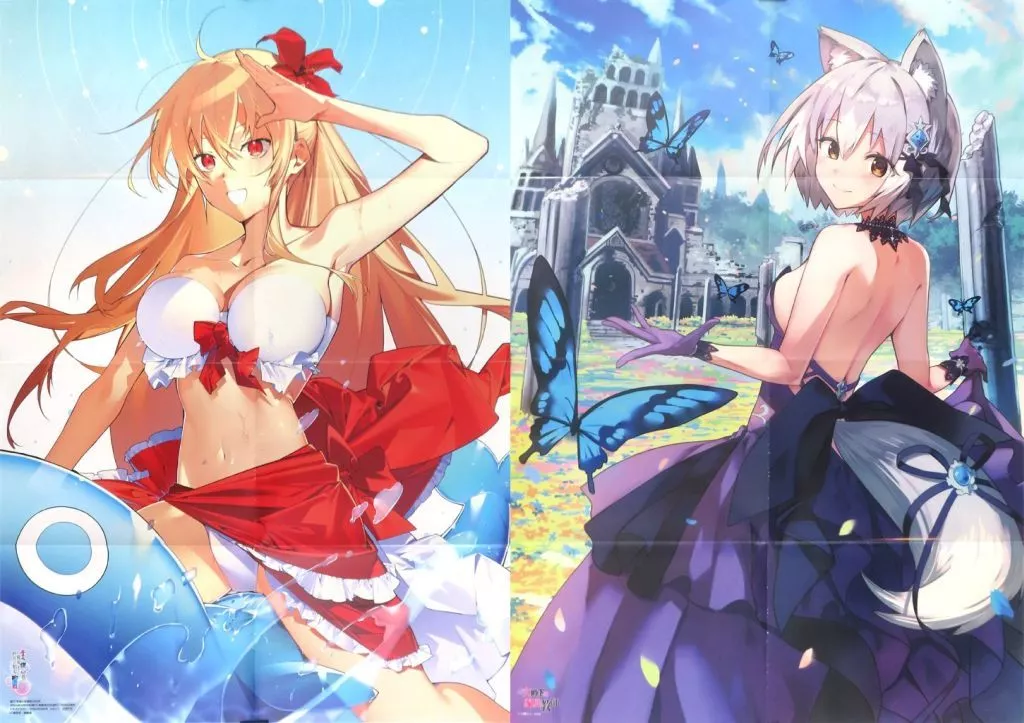 両面B2(八つ折り) アリスリーゼ・ルゥ・ネビュリス9世/ティナ・ハワード 「キミと僕の最後の戦場、あるいは世界が始まる聖戦/公女殿下の家庭教師」 DRAGON MAGAZINE 2024年9月号 別冊付録_image