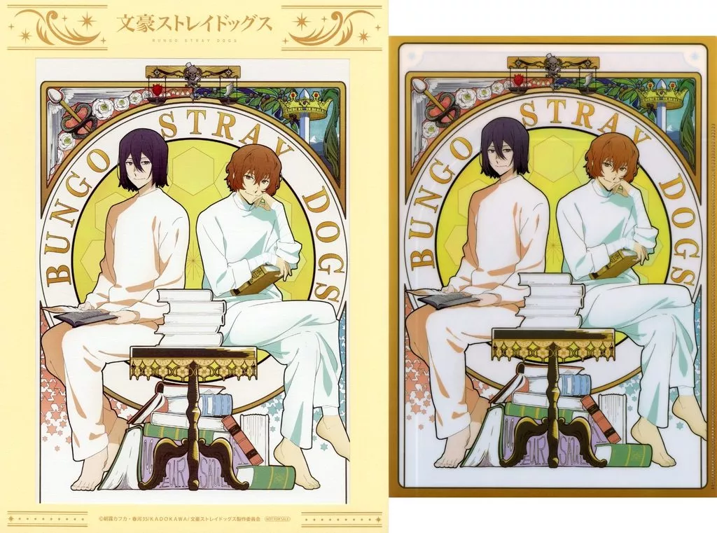 太宰治＆フョードル・D アニメ描き下ろしイラスト使用A4アートボード＆A4ダブルポケットクリアファイル 「Blu-ray/DVD 文豪ストレイドッグス」 アニメイト第21巻～第24巻全巻購入特典_img