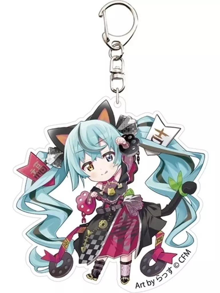 初音ミク(黒猫/立ち左手あげ) アクリル Art by らっす 「VOCALOID 初音ミク×招き猫」