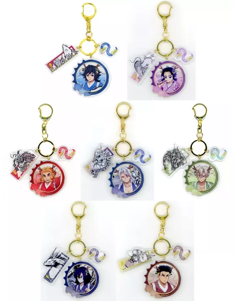 全7種セット 「鬼滅の刃 アニメ伍周年記念祭～後夜祭～ in ufotable Cafe×マチ★アソビCAFE×ufotable DINING 辰年ランダムコンビチャーム」