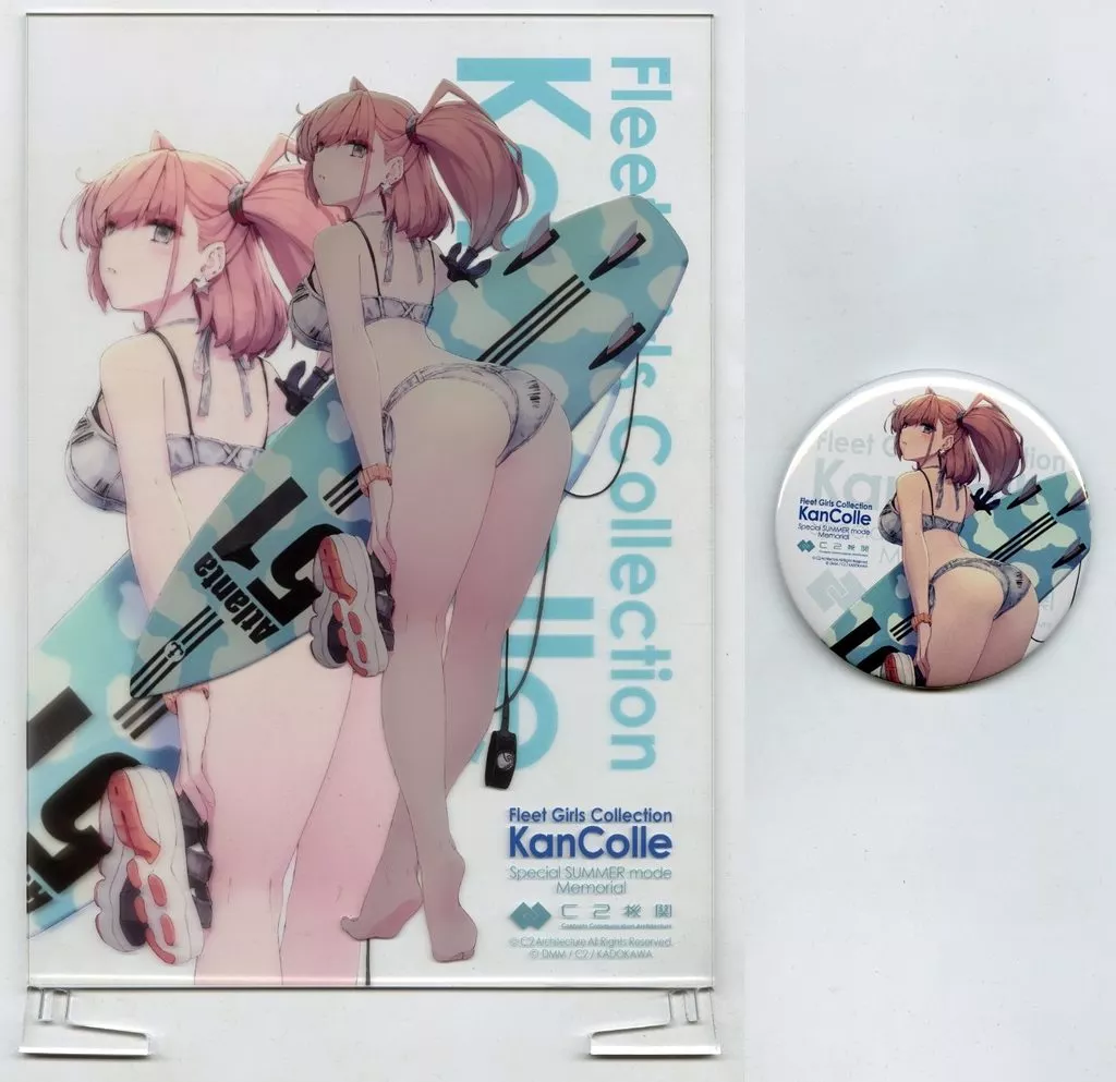 Atlanta(アトランタ) 水着mode 公式アクリルボード ＆ 大型インテリアマルチ缶バッジセット 「艦隊これくしょん～艦これ～」