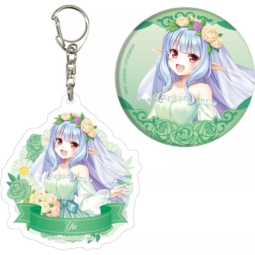 01.ユー ウェディングドレスver.(描き下ろしイラスト) アクリル＆缶バッジセット 「あいりすミスティリア!～少女のつむぐ夢の秘跡～」