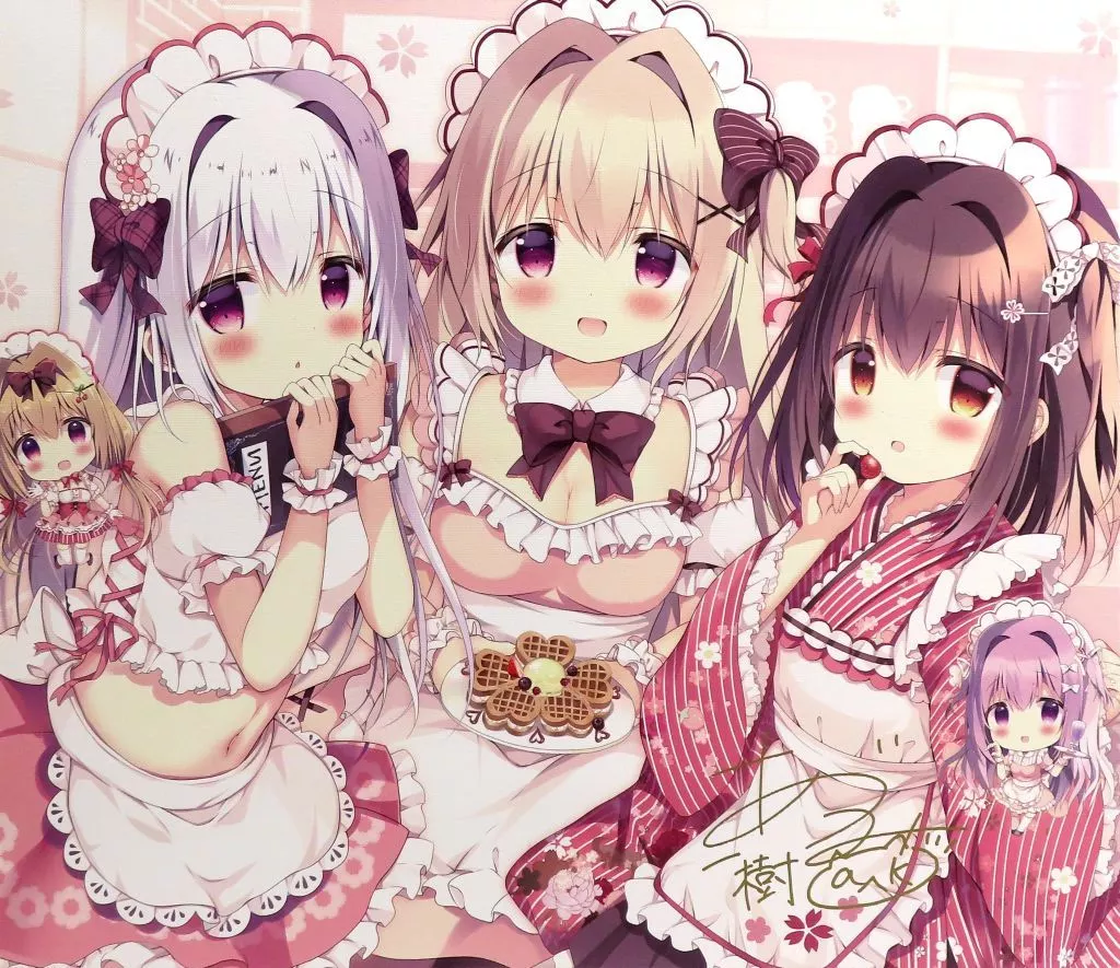 雑貨　ガールズトークCAFE集合!(あづみ一樹) F10キャンバスアート(直筆サイン入り)「ガールズトーク!CAFE～あづみ一樹コラボカフェ～」