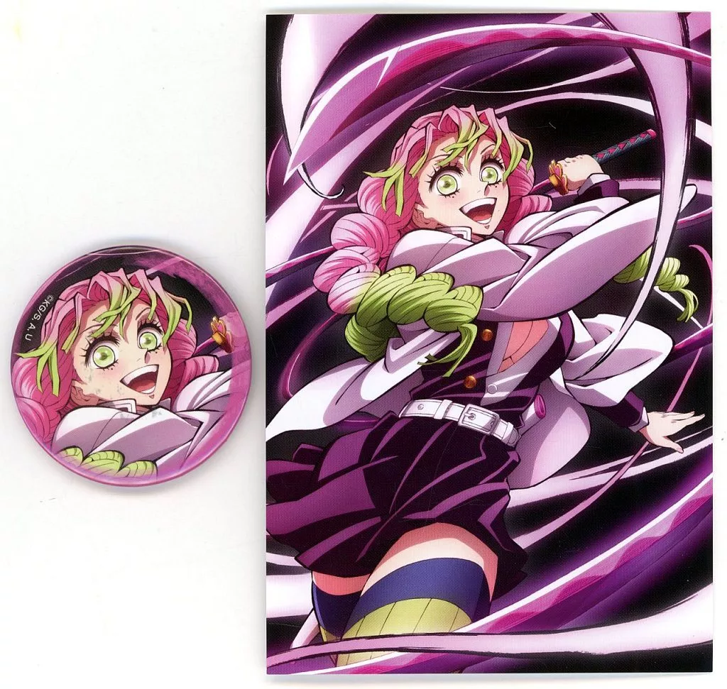 駿河屋 -<中古>甘露寺蜜璃 缶バッジ＆ポストカードセット 「鬼滅