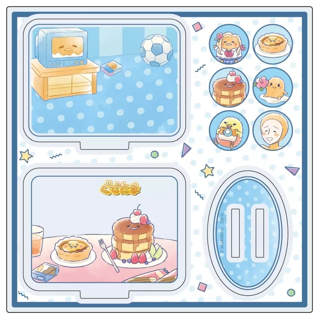 05.ぐでたま(エッグタルト)×ぐでたま(パンケーキ)(グラフアートイラスト) アクリルスタンドプレート 「サンリオキャラクターズ ぐでたま」_image