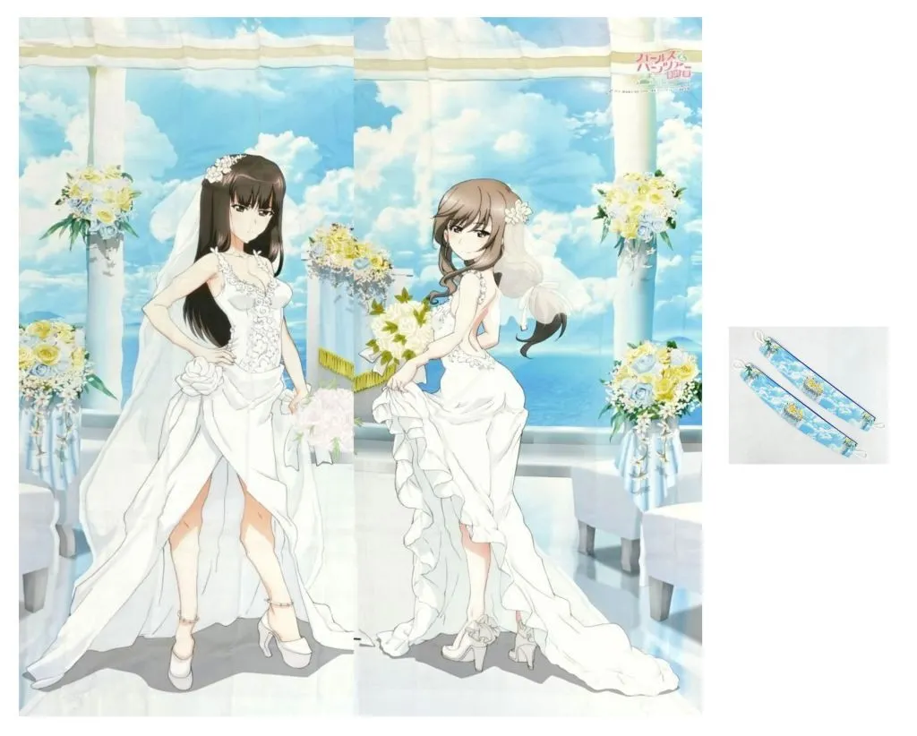 西住しほ&島田千代(ウエディング) 描き下ろしカーテン(横幅200cm×高さ220cm) 遮光生地 「ガールズ&パンツァー 最終章」