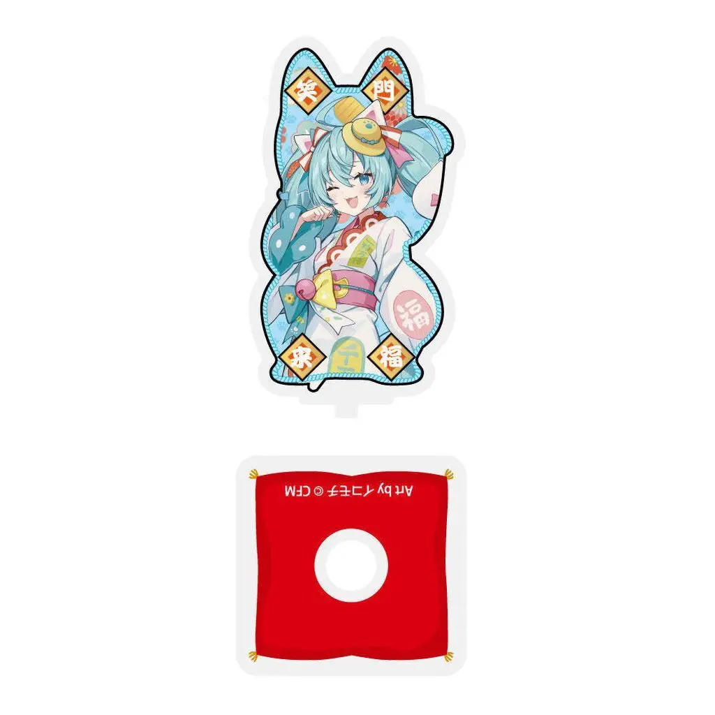 初音ミク 白猫 Art by イコモチ まわるダイカットアクリルスタンド 「初音ミク×招き猫×真夏の熊谷」_image