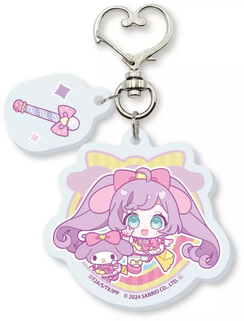 01.真中らぁら×マイメロディ(ミニキャライラスト) ハート型ナスカンパーツ付きアクリル 「プリパラ10周年×サンリオキャラクターズ」
