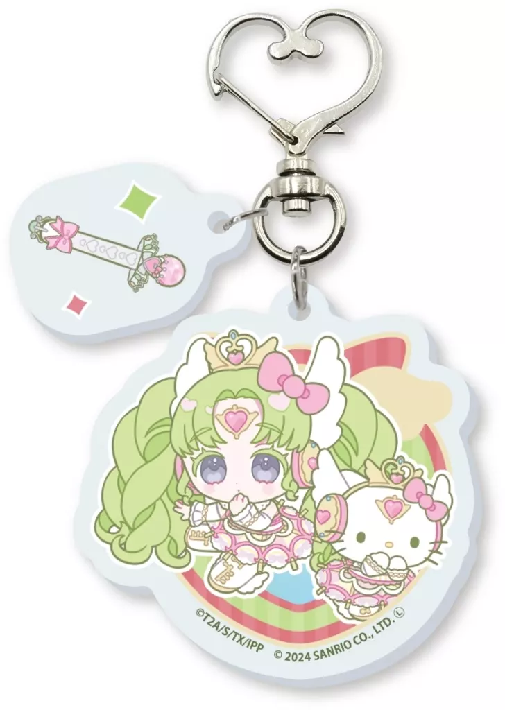04.ファルル×ハローキティ(ミニキャライラスト) ハート型ナスカンパーツ付きアクリル 「プリパラ10周年×サンリオキャラクターズ」