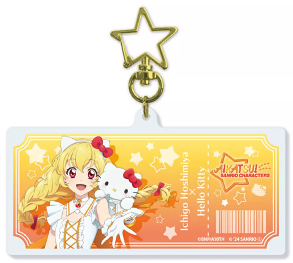 01.星宮いちご×ハローキティ(等身イラスト) 星型ナスカン付きデカアクリル 「アイカツ!シリーズ×サンリオキャラクターズ」
