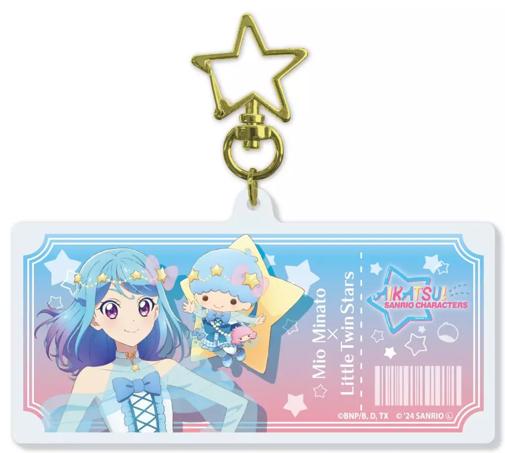 05.湊みお×リトルツインスターズ(等身イラスト) 星型ナスカン付きデカアクリル 「アイカツ!シリーズ×サンリオキャラクターズ」