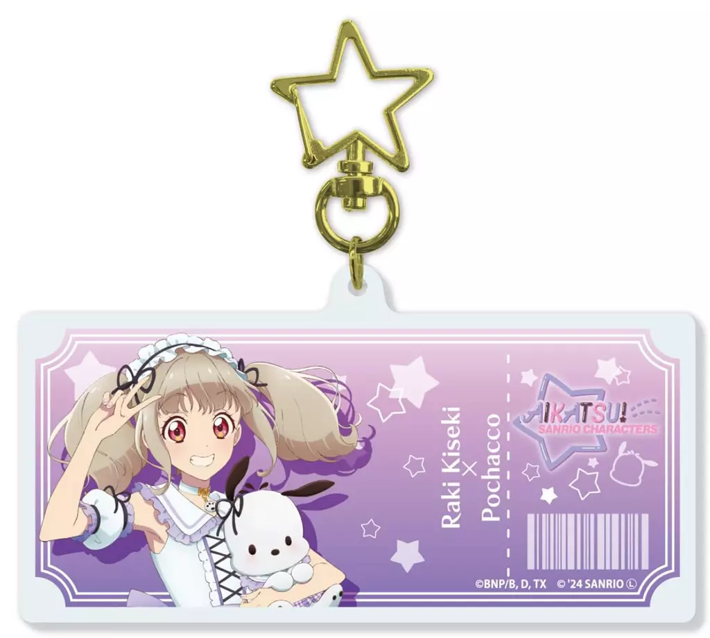06.姫石らき×ポチャッコ(等身イラスト) 星型ナスカン付きデカアクリル 「アイカツ!シリーズ×サンリオキャラクターズ」
