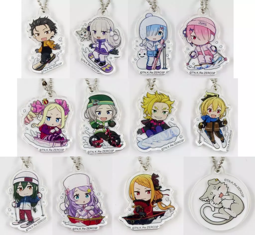 全12種セット アクリル 「狭山スキー場×Re：ゼロから始める異世界生活 Re：ゼロから始める雪山生活」 ミニゲーム 縁日コーナー 巨大ガラポン＆パックのパック落とし A賞