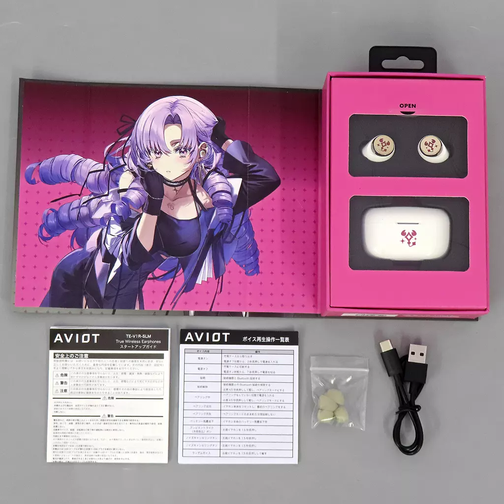 壱百満天原サロメ ワイヤレスイヤホン 「バーチャルYouTuber にじさんじ×AVIOT」(イヤーピース1組欠品)