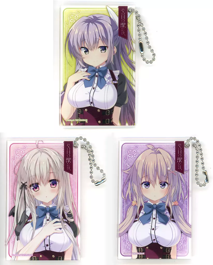 集合 キャラクターバストアップアクリルカード3種セット 「PS4/Switchソフト その日の獣には、 ファミ通DXパック 3Dクリスタルセット」 同梱特典