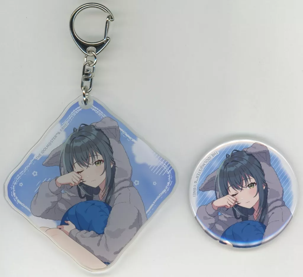 月村手毬 描き下ろし缶バッジ+アクリルキーホルダーセット 「あみあみオンラインくじ 学園アイドルマスター OYASUMI mode」 C-1賞