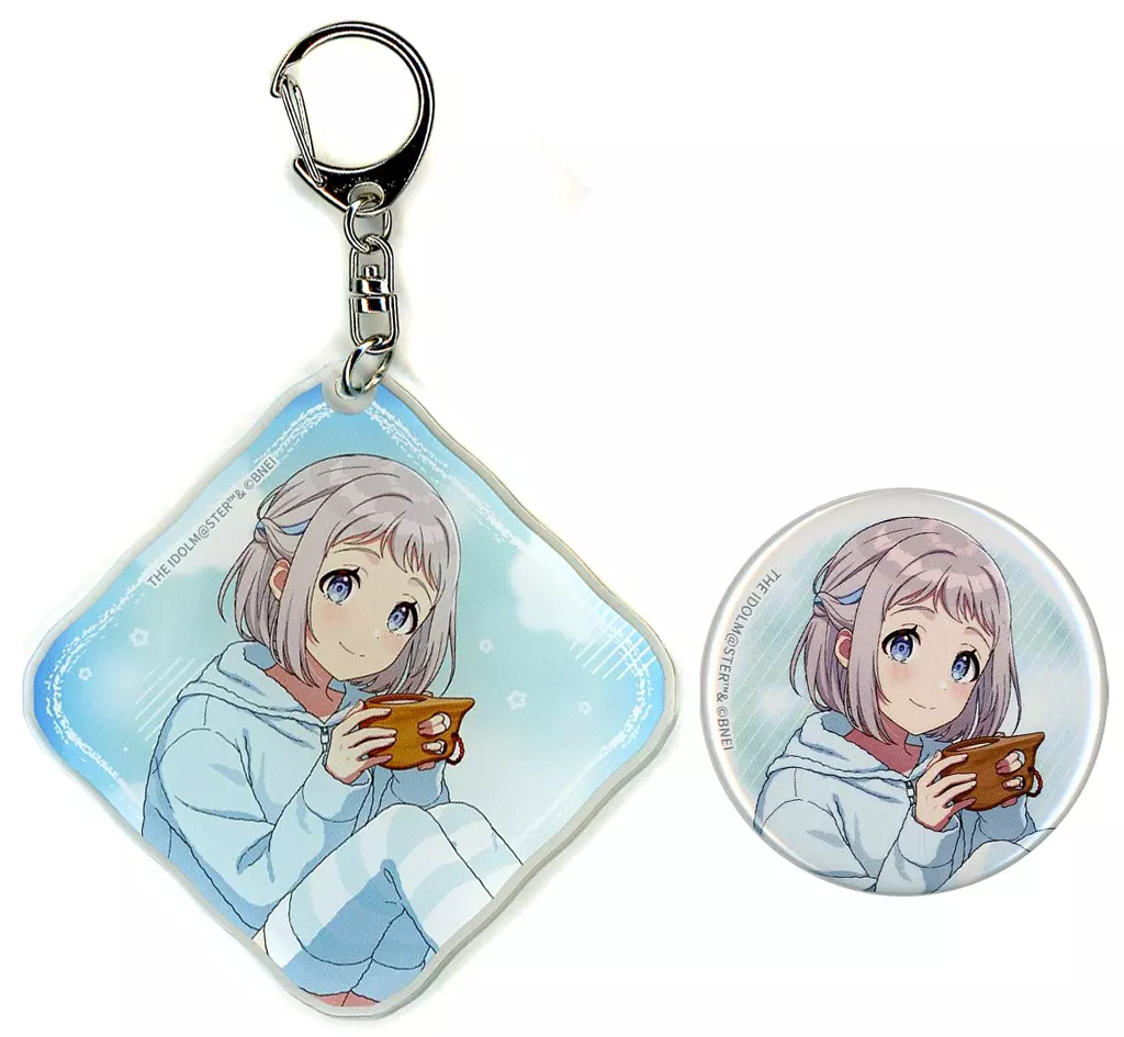 葛城リーリヤ 描き下ろし缶バッジ+アクリルキーホルダーセット 「あみあみオンラインくじ 学園アイドルマスター OYASUMI mode」 C-2賞