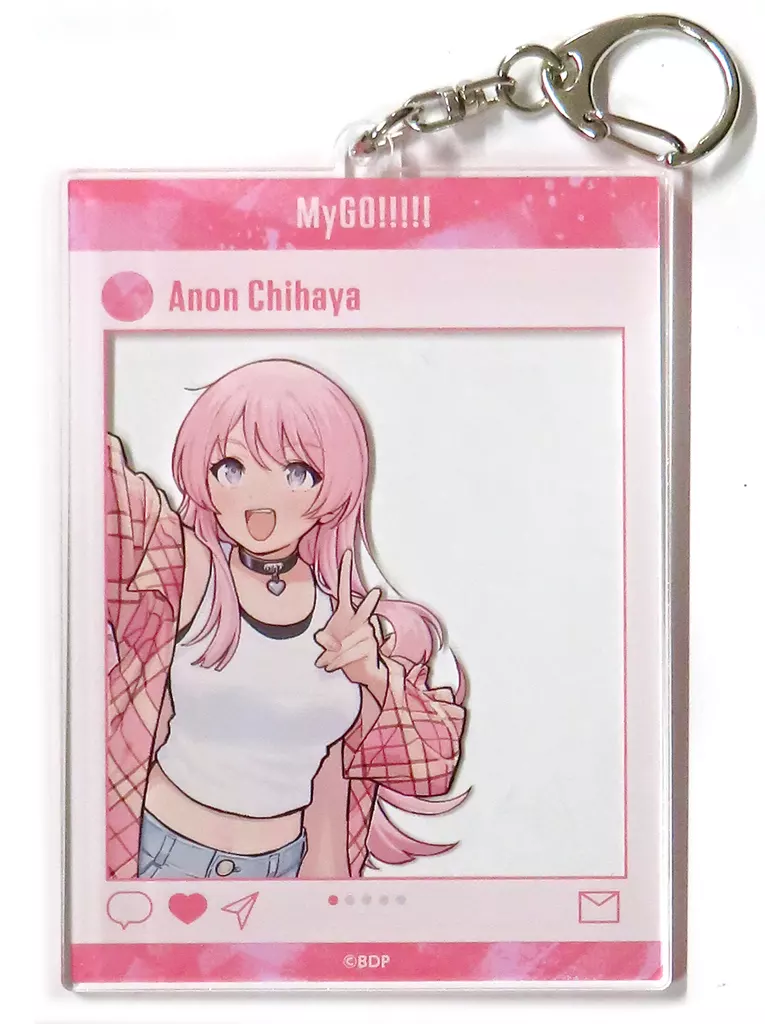 千早愛音 SNS風アクリル コラボ ver. 「BanG Dream!×ガールズバンドクライ MyGO!!!!!×トゲナシトゲアリ コラボレーションPOPUP SHOP 誰にもなれない私たち、ぜんぶ抱きしめて」