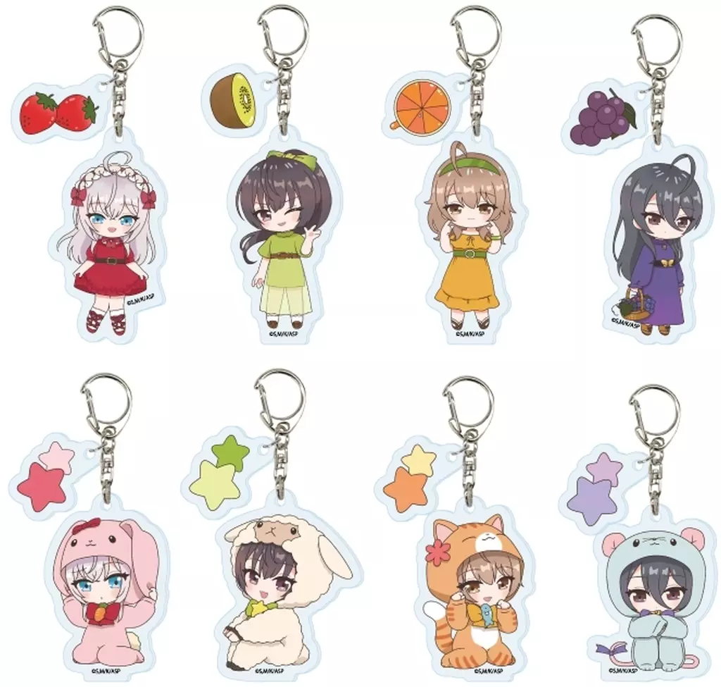 全8種セット 「パーツ付きアクリル 時々ボソッとロシア語でデレる隣のアーリャさん 01.フルーツ×アニマルver.　POP Artイラスト」
