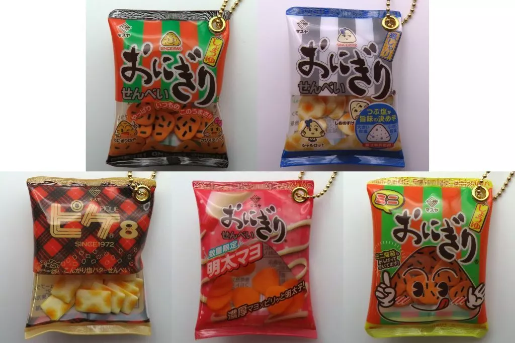 全5種セット 「マスヤ おにぎりせんべいシャカシャカマスコット」