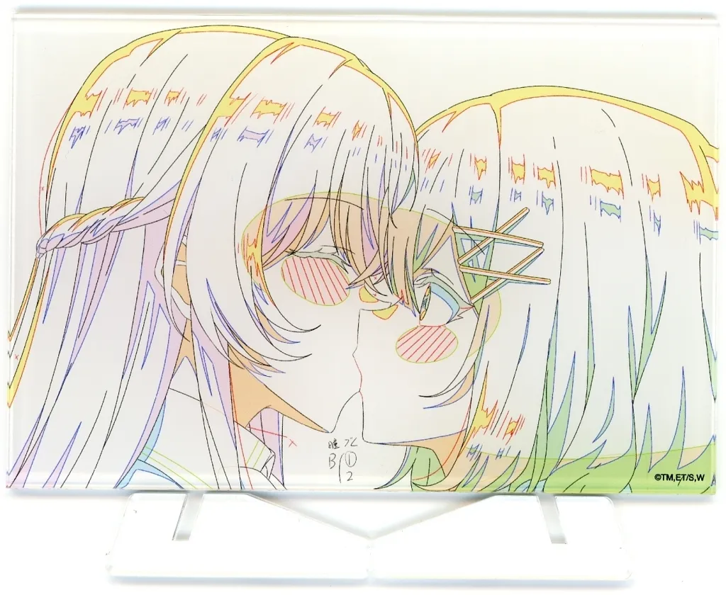 甘織れな子＆王塚真唯(モノクロ) A6ミニアクリルボード アニメ原画C 「わたなれ展 わたしが恋人になれるわけないじゃん、ムリムリ!(※ムリじゃなかった!?)展」_image