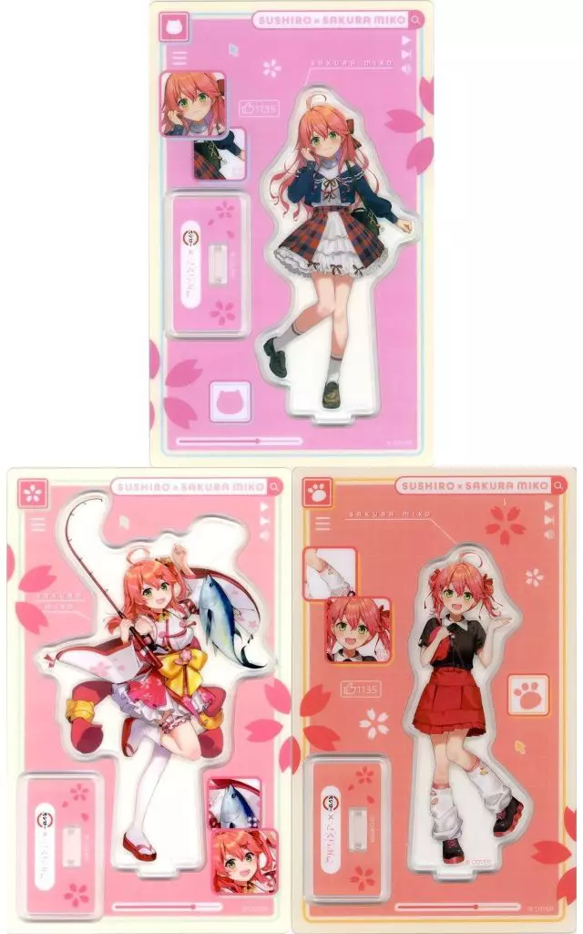全3種セット アクリルスタンド 「バーチャルYouTuber ホロライブ さくらみこ×スシロー」 アクリルスタンド付きソフトドリンク注文特典_image
