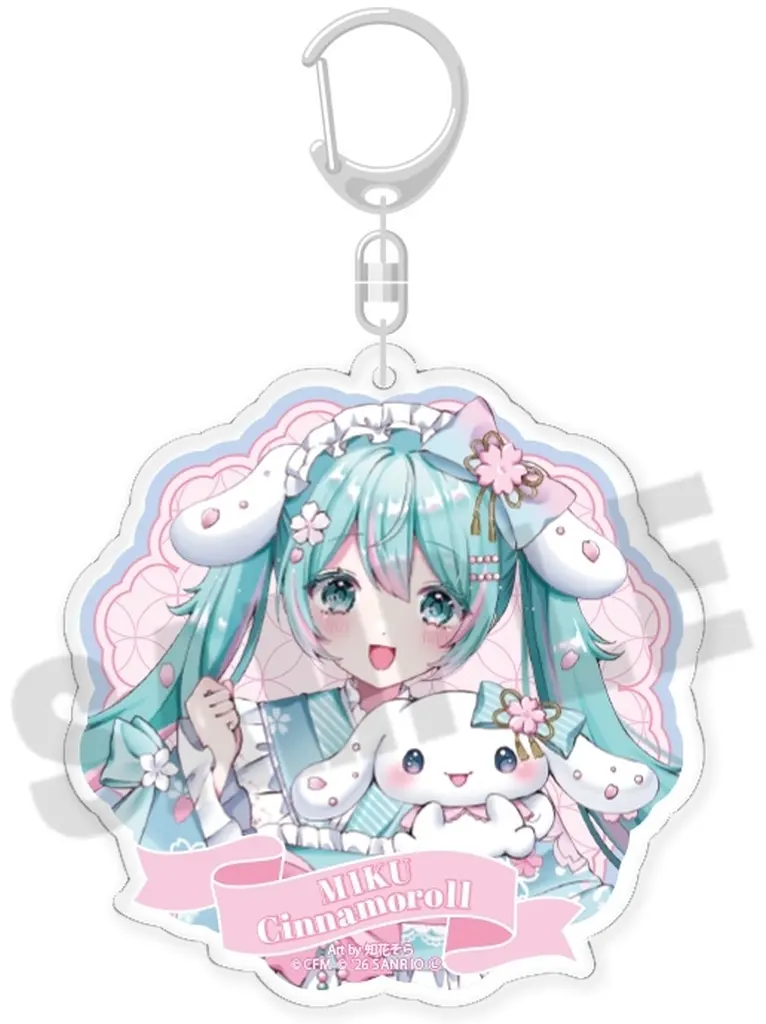 初音ミク＆シナモロール(上半身) 夢桜ver. BIGラウンドアクリル A 「初音ミク×シナモロール」