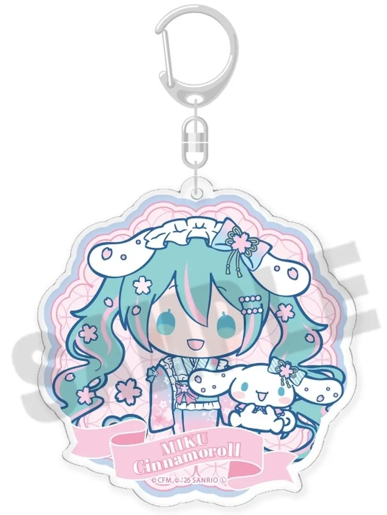 初音ミク＆シナモロール(立ち姿) 夢桜ver. BIGラウンドアクリル B 「初音ミク×シナモロール」