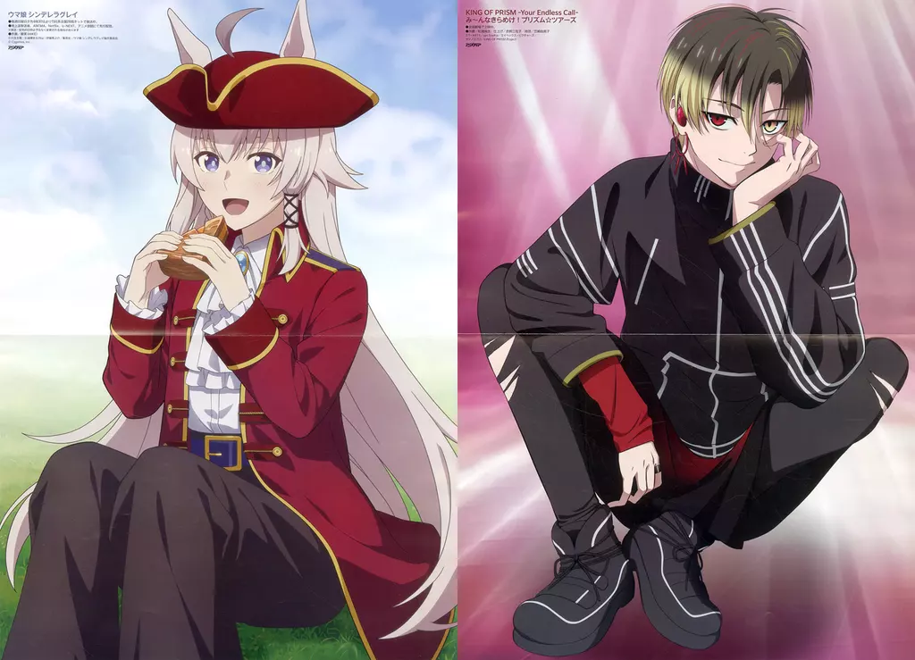 両面A3ピンナップ(二つ折) オグリキャップ/神無月アヰ 「ウマ娘 シンデレラグレイ/KING OF PRISM-Your Endless Call- み～んなきらめけ! プリズム☆ツアーズ」 アニメディア 2025年11月号綴じ込み付録_image