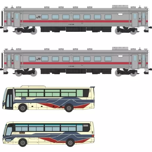 鉄道模型　1/150 留萌本線(石狩沼田～留萌)最終列車4933D 沿岸バス沿岸特急あさひかわ号・留萌旭川線セット 「鉄道コレクション/ザ・バスコレクション」 [329176]