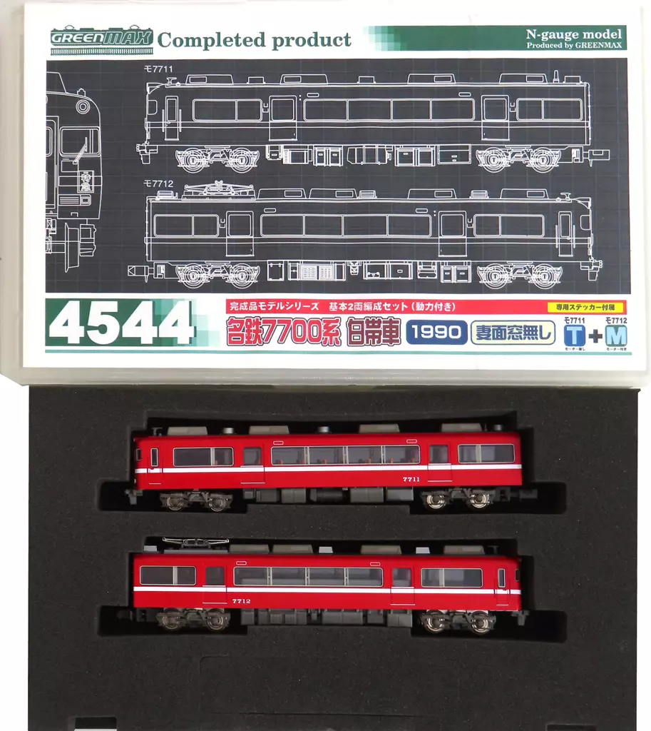 鉄道模型　[破損品/付属品欠品] 1/150 名鉄7700系 白帯車1990 妻面窓無し 基本2両編成セット(動力付) [4544]
