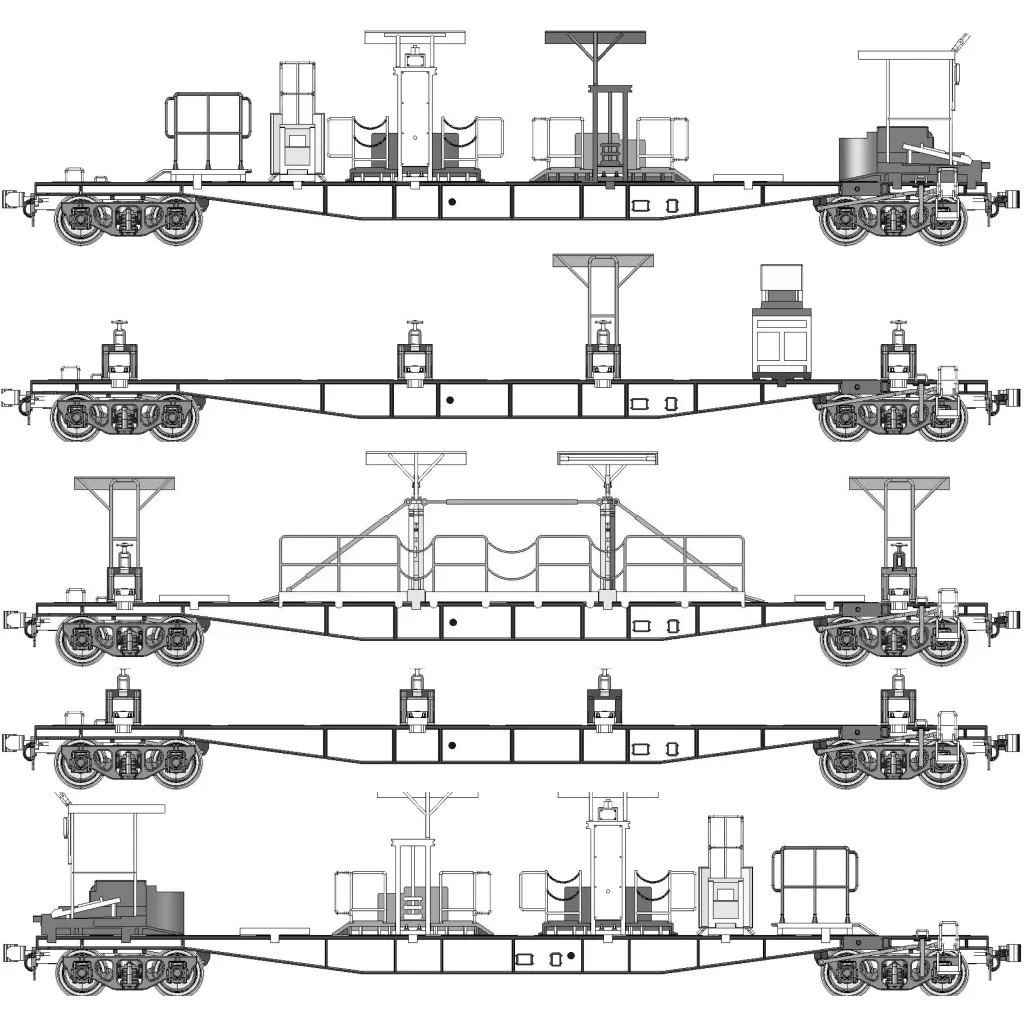 鉄道模型　HOゲージ 1/80 チキ5500 ロングレール積載具付 基本5両セット・チキ塗装：黒 [TW-CK5500A]