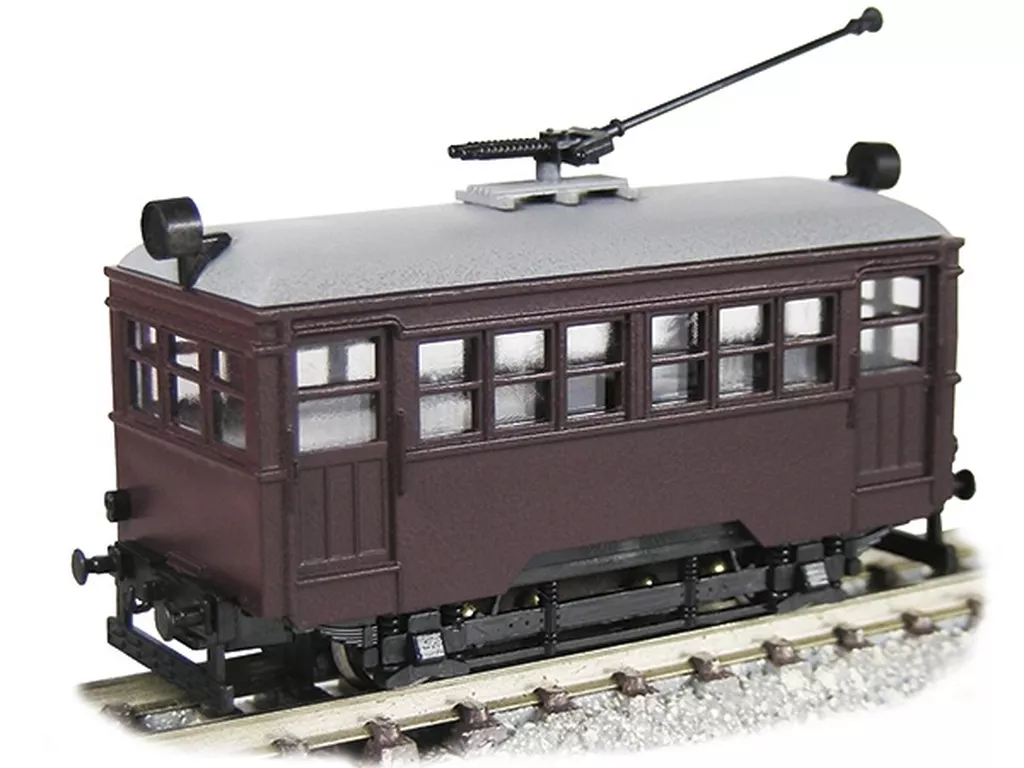 鉄道模型　1/150 2軸単車 1本トロリーポール仕様 (車体色：ぶどう色・動力付) [14108]