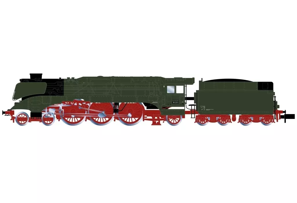 鉄道模型　1/160 DR. steam locomotive 18 201. coal tender. green without decor line (1st original livery) ep. III [HN2663]