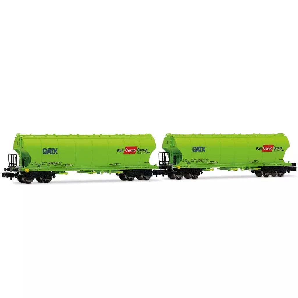 鉄道模型　1/160 GATX. 2-unit pack 4-axle silowagond (rounded walls). neon-green livery. RAIL CARGO GROUP. ep. VI [HN6707]