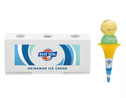 2.ブルーシールコーンアイス+アイススタンド(バナナスザンナ＆サンフランシスコチョコミント) 「ブルーシール ミニチュアコレクション」