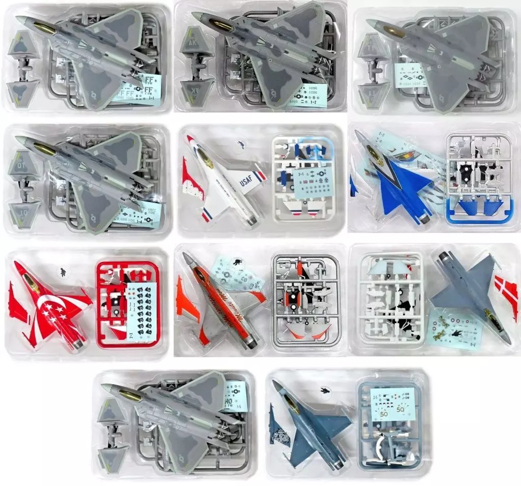 全11種セット 1/144 「ハイスペックシリーズ vol.3 F-22 ラプター/F-16 ファイティングファルコン」