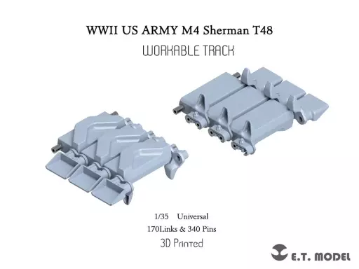 プラモデル　1/35 WWII アメリカ M4シャーマン中戦車用 T48型ダックビル(タイプ1)付 可動式履帯(3Dプリント製) ディティールアップパーツ [P35-082]