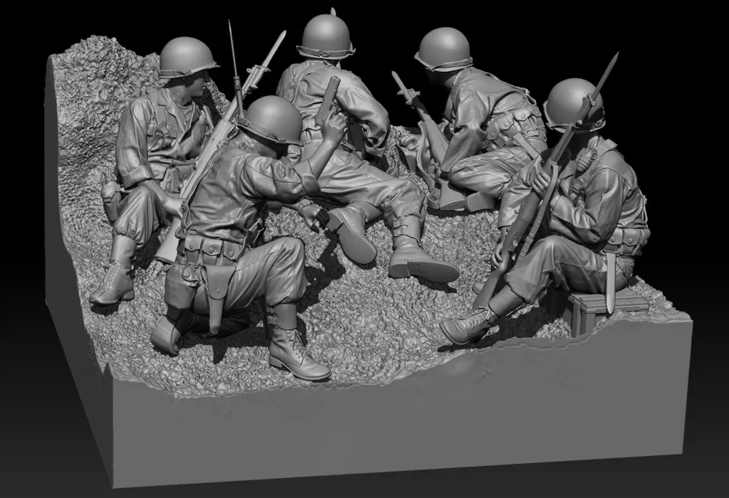 プラモデル　1/35 現用 韓国 朝鮮戦争 白馬高地の戦いセット(5体入 ジオラマベース付) レジンキャストキット [HS35053]