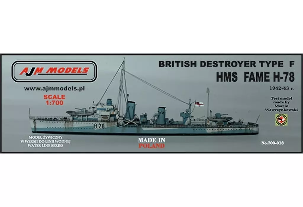 プラモデル　1/700 英・F級駆逐艦・HMSフェイム1942 レジンキャストキット [PJ70018]