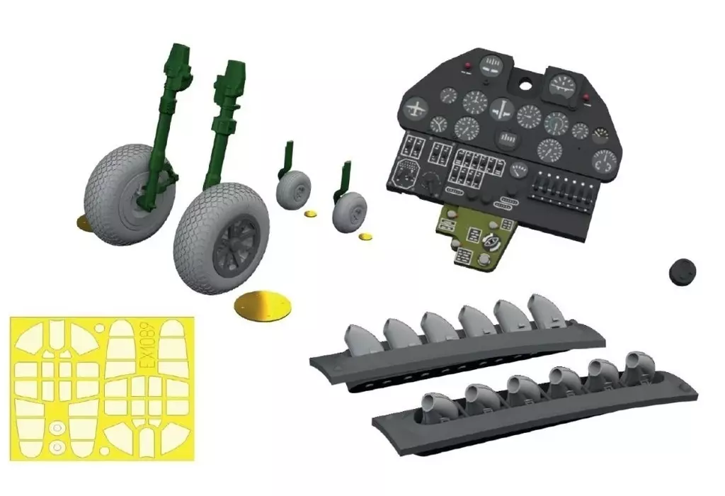 プラモデル　1/48 P-40Ew/丸形排気管 ルックプラス 計器盤w/パーツ セット (エデュアルド用) 「LookPlusシリーズ」 ディティールアップパーツ [EDU644298]